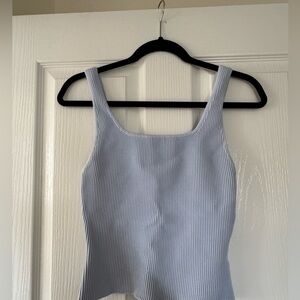 Babaton Sky Blue Ribbed Tank Top